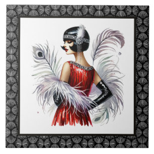Elegant Art Deco lady Tile