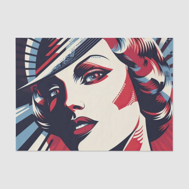 Elegant art deco lady tissue paper (Front)