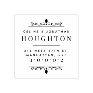 Elegant Art Deco Married Couple Return Address Rubber Stamp