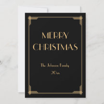 Elegant Art Deco Merry Christmas Holiday Card