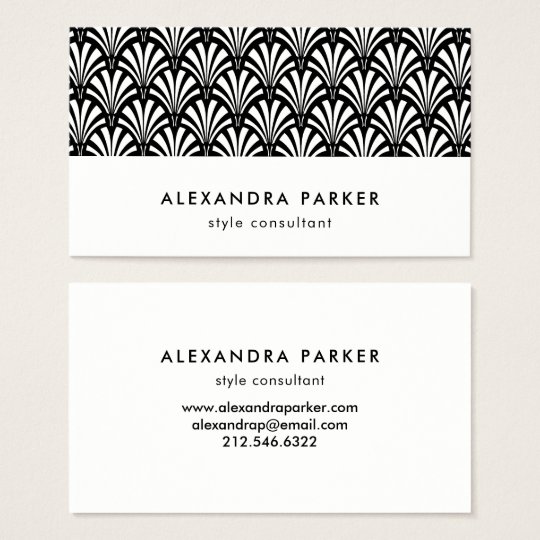 Elegant Art Deco Pattern | Black and White Business Card