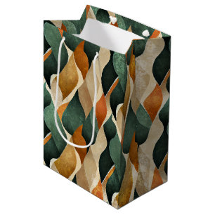 Elegant Art Deco Pattern in Deep Green and Gold Medium Gift Bag