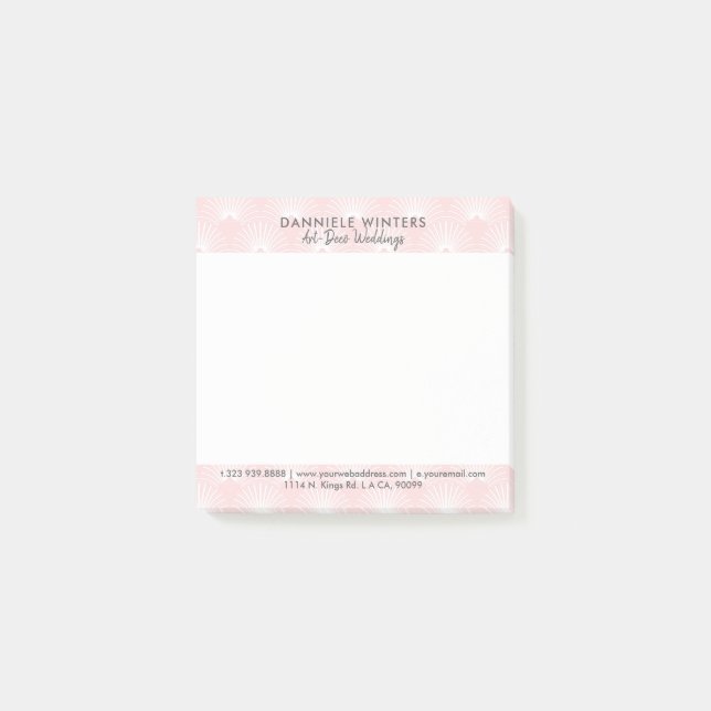 Elegant Art-Deco Pattern In Pink & White Post-it Notes (Front)