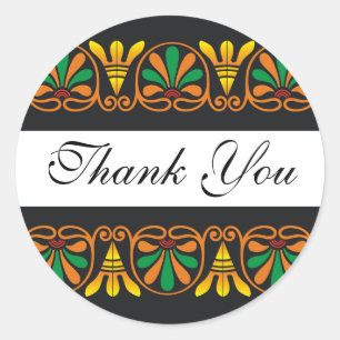 Elegant art deco pattern thank you classic round sticker