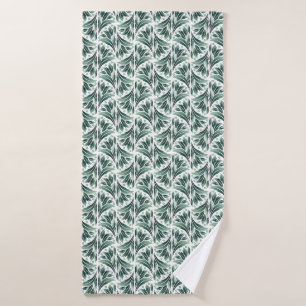 Elegant Art Deco Pattern with Green Foliage Bath Towel Set