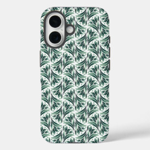 Elegant Art Deco Pattern with Green Foliage iPhone 16 Case
