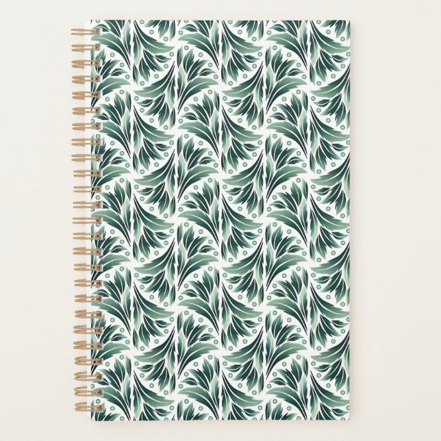 Elegant Art Deco Pattern with Green Foliage Planner (Front)