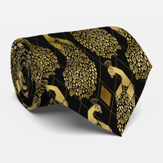 elegant art deco peacock pattern tie