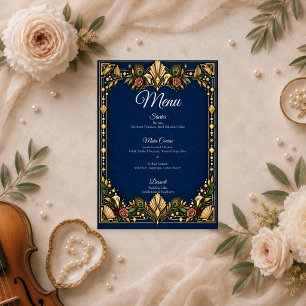 Elegant Art Deco Peacock Wedding Menu