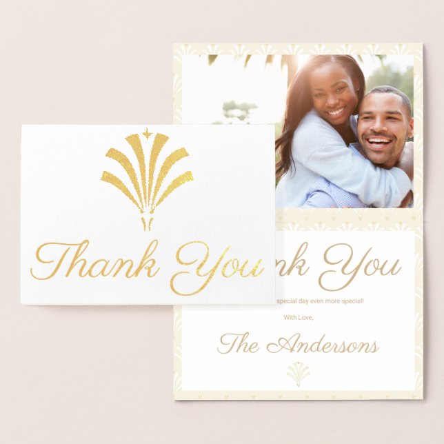 Elegant Art Deco Photo Thank You Foil Card (Display)