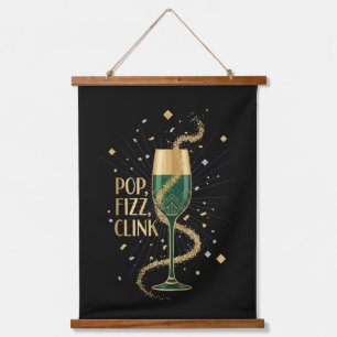 Elegant Art Deco Pop Fizz Clink Gatsby Roaring Hanging Tapestry