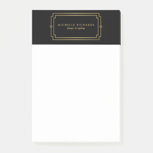 Elegant Art Deco Professional Black/Gold Post-it Notes