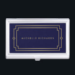 Elegant Art Deco Professional Navy/Gold Business Card Holder<br><div class="desc">Coordinates with the Elegant Art Deco Professional Navy/Gold Business Card Template by 1201AM. Your name or business name is elegantly styled with an art deco frame on this personalised business card holder. The simple lettering and design is professional and timeless. Set in a faux gold on dark navy blue for...</div>