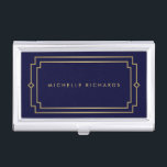 Elegant Art Deco Professional Navy/Gold Business Card Holder<br><div class="desc">Coordinates with the Elegant Art Deco Professional Navy/Gold Business Card Template by 1201AM. Your name or business name is elegantly styled with an art deco frame on this personalised business card holder. The simple lettering and design is professional and timeless. Set in a faux gold on dark navy blue for...</div>