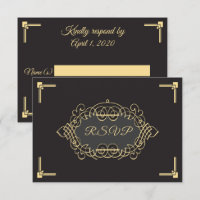 Elegant Art Deco Reception RSVP Card