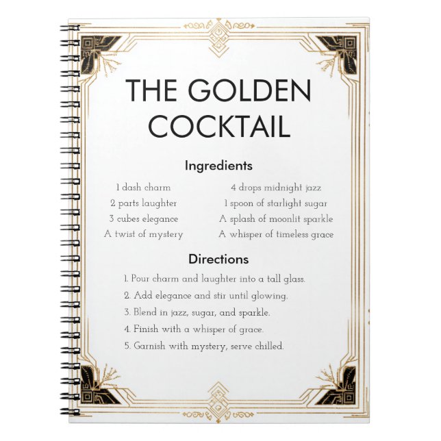 Elegant Art Deco Recipe Design Notebook (Front)