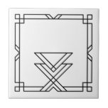 Elegant Art Deco Simple Geometric Frame Tile<br><div class="desc">Elegant simple black art deco geometric decorative frame element on a white ceramic tile. Sleek chic design, perfect for a modern or art deco vintage style interior.</div>