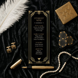 Elegant Art Deco Speakeasy Bar Menu