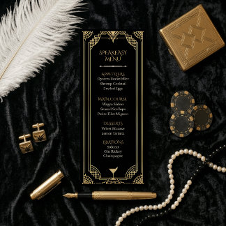 Elegant Art Deco Speakeasy Bar Menu