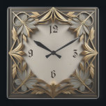 Elegant Art Deco Square Wall Clock<br><div class="desc">Great clock design. You will love it like others. Be free to use this design for other product you like or to customise and add your text. Follow me for more. Thank you. Have a nice day.</div>