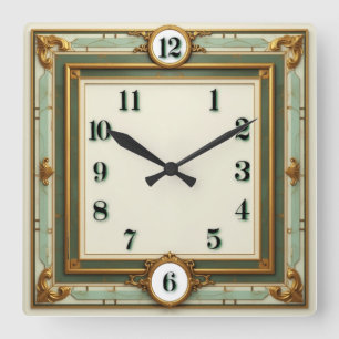Elegant Art Deco Square Wall Clock
