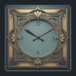 Elegant Art Deco Square Wall Clock<br><div class="desc">Great clock design. You will love it like others. Be free to use this design for other product you like or to customise and add your text. Follow me for more. Thank you. Have a nice day.</div>