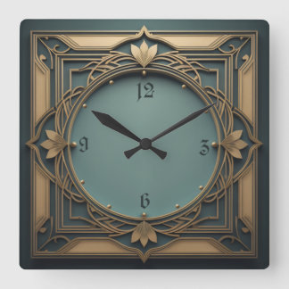 Elegant Art Deco Square Wall Clock