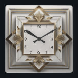 Elegant Art Deco Square Wall Clock<br><div class="desc">Great clock design. You will love it like others. Be free to use this design for other product you like or to customise and add your text. Follow me for more. Thank you. Have a nice day.</div>