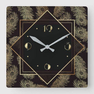 Elegant Art Deco Square Wall Clock