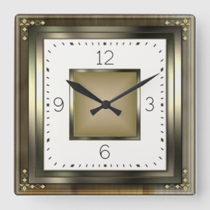 Elegant Art Deco Square Wall Clock