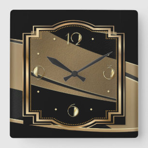 Elegant Art Deco Square Wall Clock