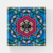 Elegant Art Deco Stained Glass with Monograms