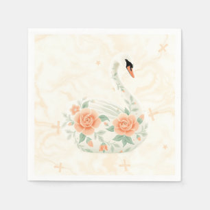 Elegant Art Deco Swan with Floral Patterns Napkin