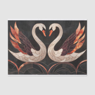 Elegant Art Deco Swans Forming a Heart Tissue Paper