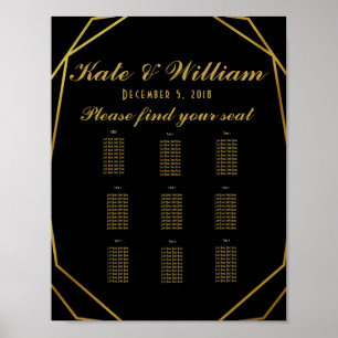 Elegant art deco Table plan party/wedding Poster