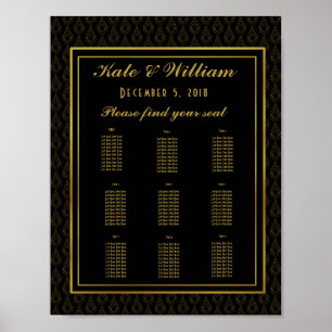 Elegant art deco Table plan party/wedding Poster