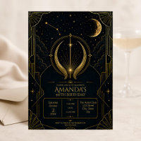 Elegant Art Deco Taurus 40th Birthday Invitation |
