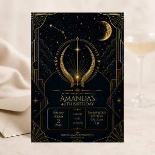 Elegant Art Deco Taurus 40th Birthday Invitation