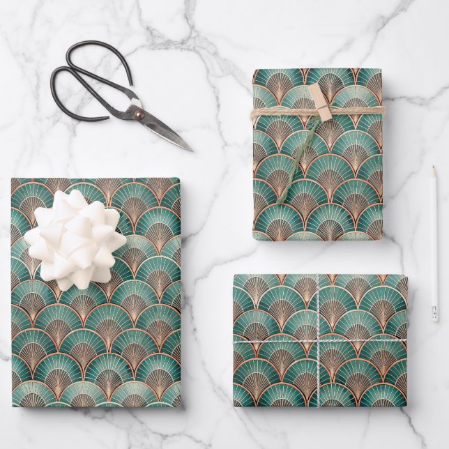 Elegant Art Deco tiled pattern party  Wrapping Paper Sheet (Front)