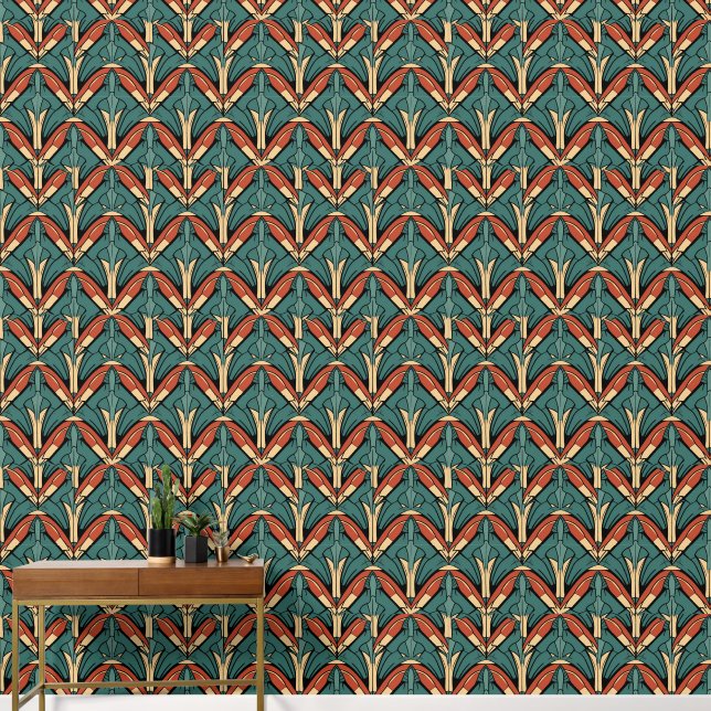 elegant art Deco tiled pattern  Wallpaper (Hallway)