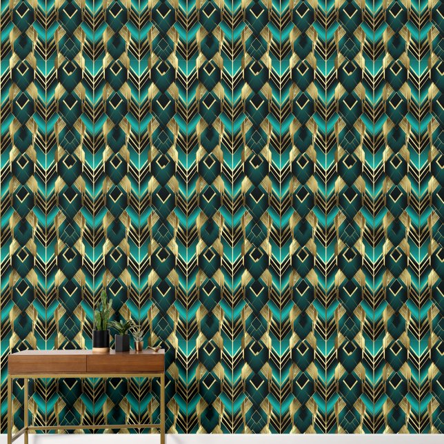 elegant art Deco tiled pattern  Wallpaper (Hallway)