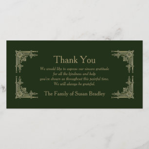 Elegant Art Deco Vintage 2 Sympathy Thank You Card