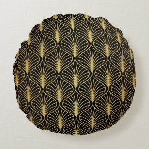 Elegant Art Deco: Vintage Abstract Round Cushion