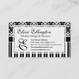 Elegant Art Deco Vintage Floral Damask and Stripes Business Card