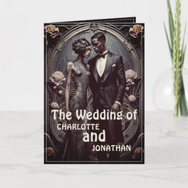 Elegant Art Deco Wedding Couple - Invitation (Front)