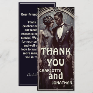 Elegant Art Deco Wedding Couple - Thank You Card