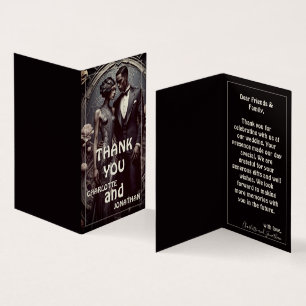 Elegant Art Deco Wedding Couple - Thank You Card