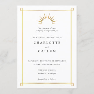 Elegant art deco wedding invitation