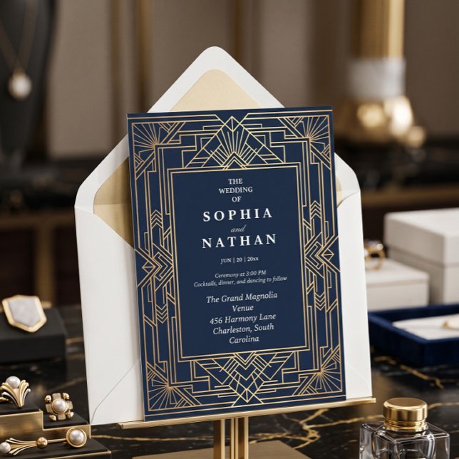 Elegant Art Deco Wedding Invitation (Creator Uploaded)