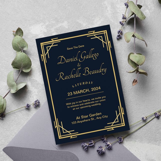 Elegant Art Deco Wedding Invitation (Creator Uploaded)